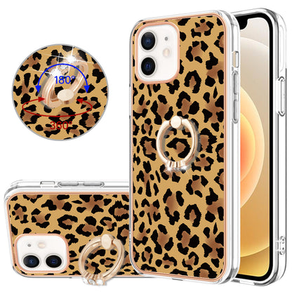 YB IMD Series-20 Style D For iPhone 12 / 12 Pro 6.1 inch IMD Pattern TPU Case 2.0mm Electroplating Phone Kickstand Cover