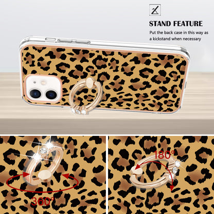 YB IMD Series-20 Style D For iPhone 12 / 12 Pro 6.1 inch IMD Pattern TPU Case 2.0mm Electroplating Phone Kickstand Cover
