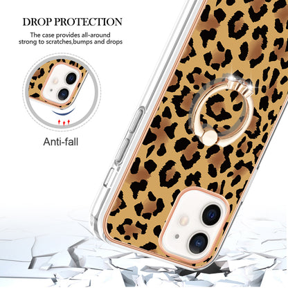 YB IMD Series-20 Style D For iPhone 12 / 12 Pro 6.1 inch IMD Pattern TPU Case 2.0mm Electroplating Phone Kickstand Cover