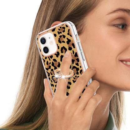 YB IMD Series-20 Style D For iPhone 12 / 12 Pro 6.1 inch IMD Pattern TPU Case 2.0mm Electroplating Phone Kickstand Cover