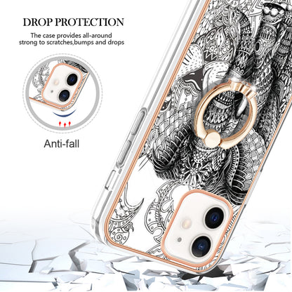 YB IMD Series-20 Style D For iPhone 12 / 12 Pro 6.1 inch IMD Pattern TPU Case 2.0mm Electroplating Phone Kickstand Cover