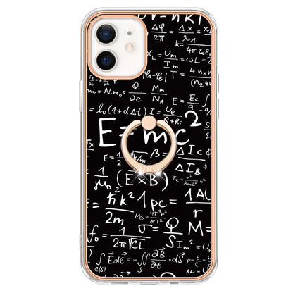 YB IMD Series-20 Style D For iPhone 12 / 12 Pro 6.1 inch IMD Pattern TPU Case 2.0mm Electroplating Phone Kickstand Cover