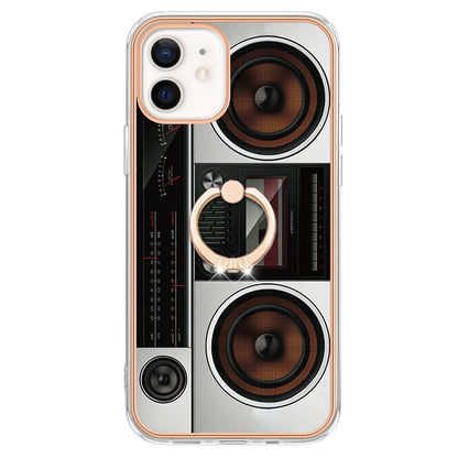 YB IMD Series-20 Style D For iPhone 12 / 12 Pro 6.1 inch IMD Pattern TPU Case 2.0mm Electroplating Phone Kickstand Cover