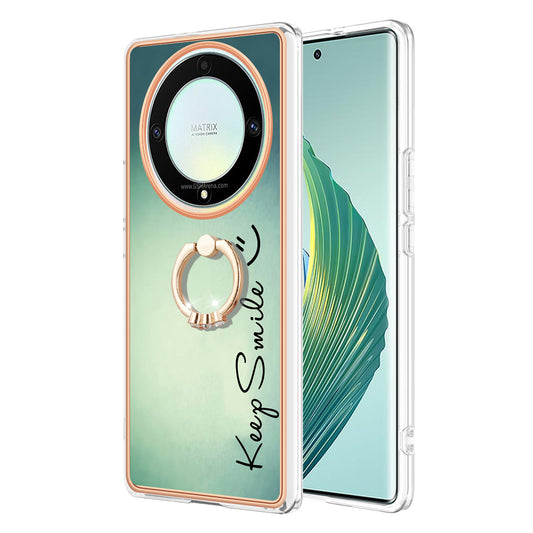 YB IMD Series-20 Style D Electroplate Case for Honor X9a 5G / Magic5 Lite 5G , Kickstand IMD 2.0mm Soft TPU Phone Cover