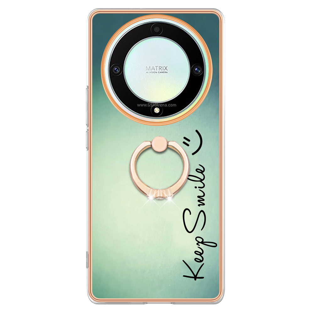 YB IMD Series-20 Style D Electroplate Case for Honor X9a 5G / Magic5 Lite 5G , Kickstand IMD 2.0mm Soft TPU Phone Cover