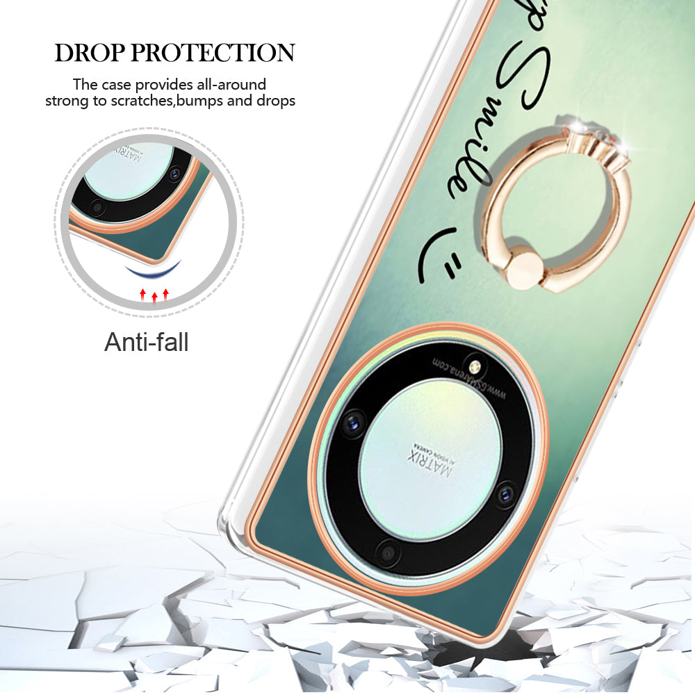 YB IMD Series-20 Style D Electroplate Case for Honor X9a 5G / Magic5 Lite 5G , Kickstand IMD 2.0mm Soft TPU Phone Cover