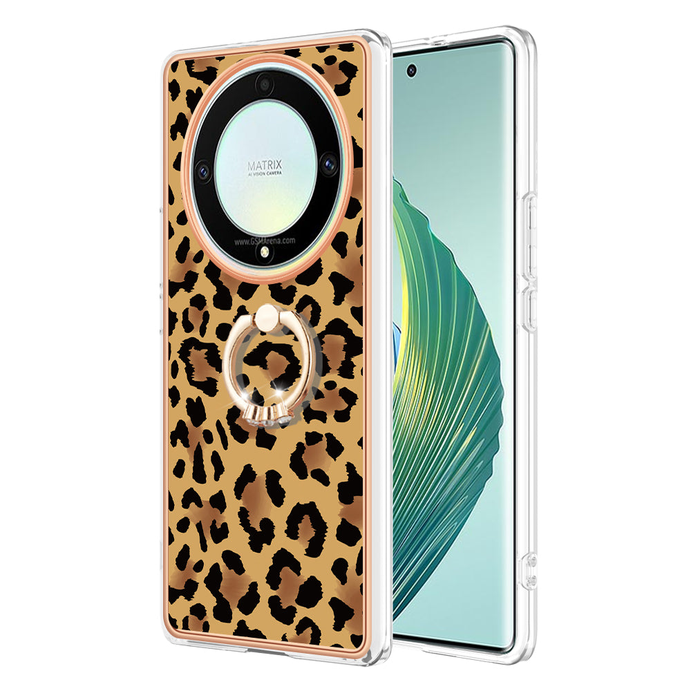 YB IMD Series-20 Style D Electroplate Case for Honor X9a 5G / Magic5 Lite 5G , Kickstand IMD 2.0mm Soft TPU Phone Cover