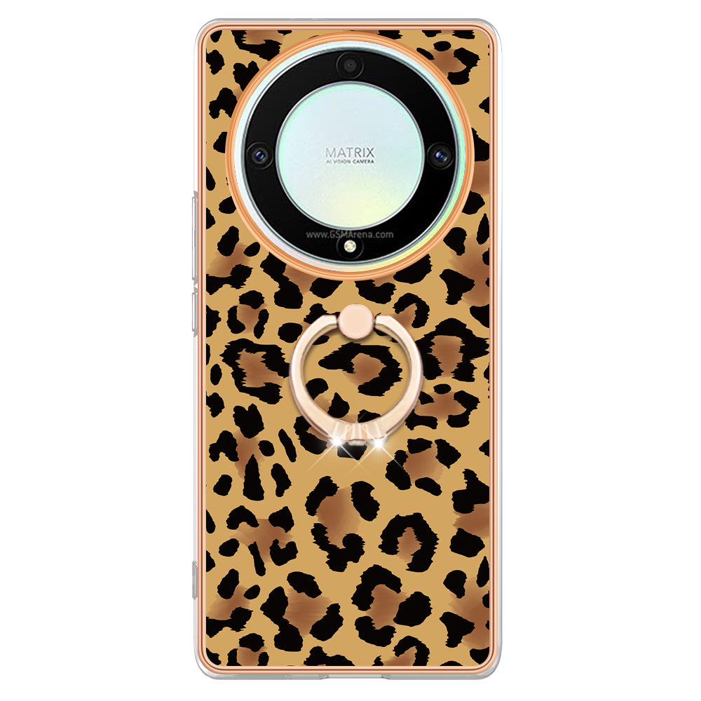 YB IMD Series-20 Style D Electroplate Case for Honor X9a 5G / Magic5 Lite 5G , Kickstand IMD 2.0mm Soft TPU Phone Cover