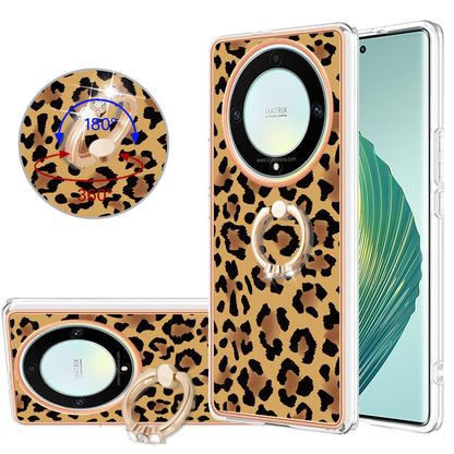 YB IMD Series-20 Style D Electroplate Case for Honor X9a 5G / Magic5 Lite 5G , Kickstand IMD 2.0mm Soft TPU Phone Cover