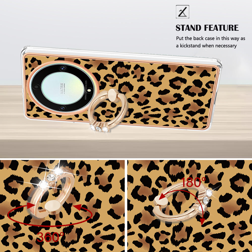 YB IMD Series-20 Style D Electroplate Case for Honor X9a 5G / Magic5 Lite 5G , Kickstand IMD 2.0mm Soft TPU Phone Cover