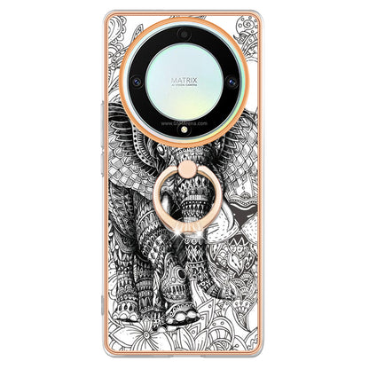 YB IMD Series-20 Style D Electroplate Case for Honor X9a 5G / Magic5 Lite 5G , Kickstand IMD 2.0mm Soft TPU Phone Cover
