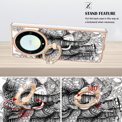 YB IMD Series-20 Style D Electroplate Case for Honor X9a 5G / Magic5 Lite 5G , Kickstand IMD 2.0mm Soft TPU Phone Cover
