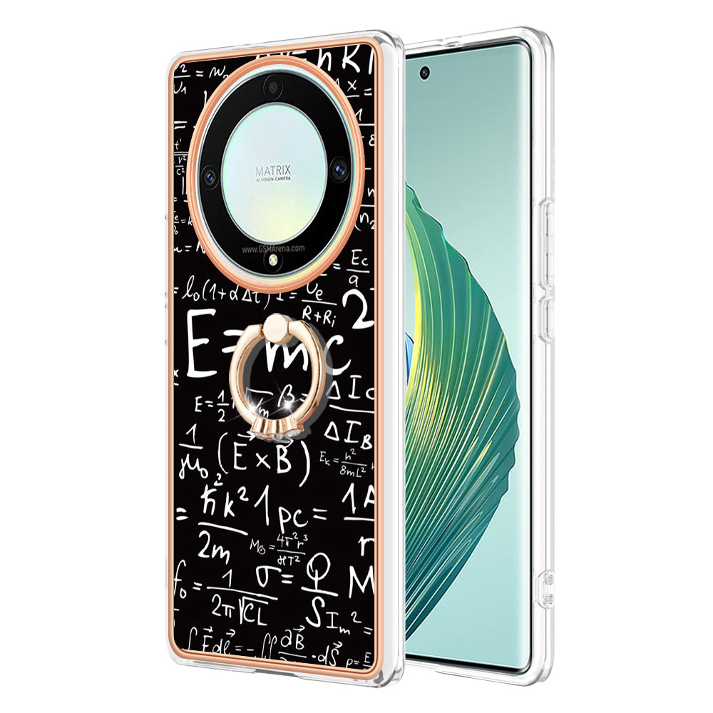 YB IMD Series-20 Style D Electroplate Case for Honor X9a 5G / Magic5 Lite 5G , Kickstand IMD 2.0mm Soft TPU Phone Cover