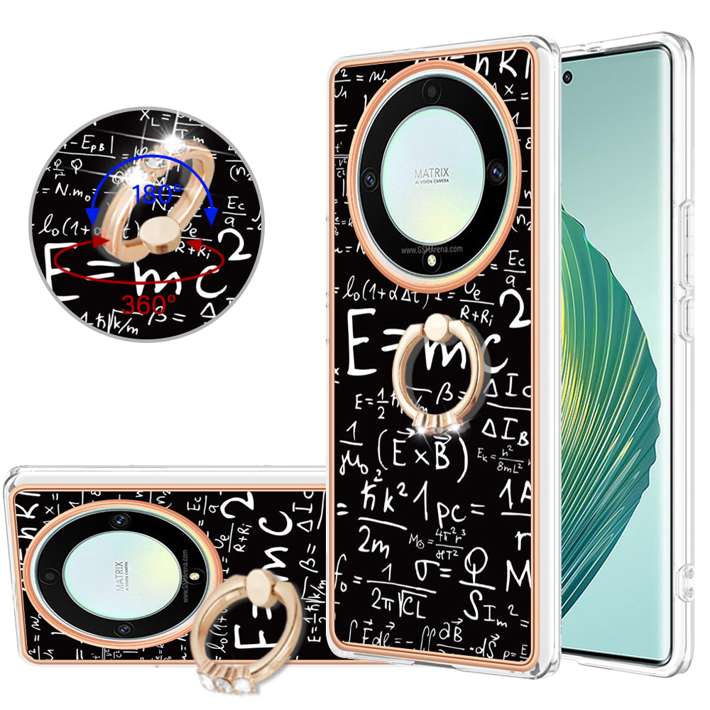 YB IMD Series-20 Style D Electroplate Case for Honor X9a 5G / Magic5 Lite 5G , Kickstand IMD 2.0mm Soft TPU Phone Cover