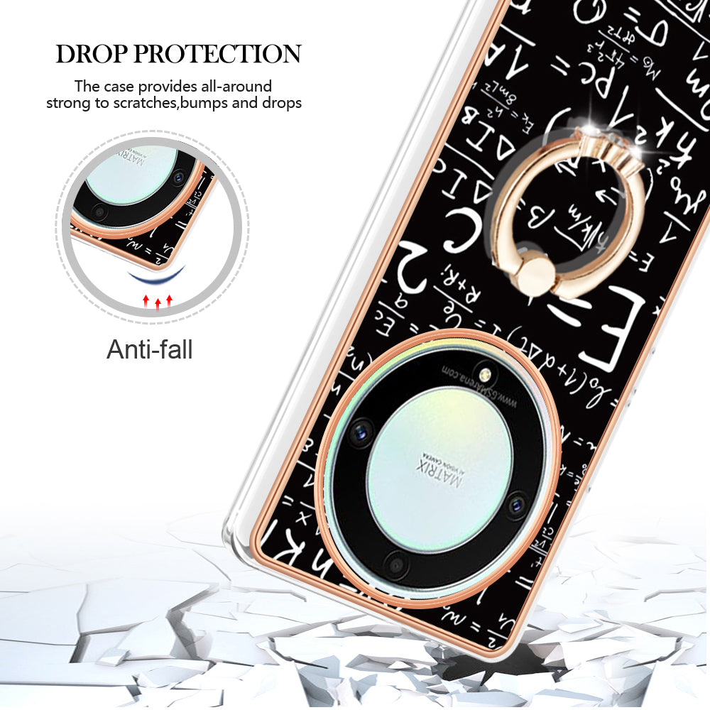 YB IMD Series-20 Style D Electroplate Case for Honor X9a 5G / Magic5 Lite 5G , Kickstand IMD 2.0mm Soft TPU Phone Cover