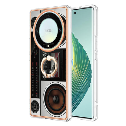 YB IMD Series-20 Style D Electroplate Case for Honor X9a 5G / Magic5 Lite 5G , Kickstand IMD 2.0mm Soft TPU Phone Cover