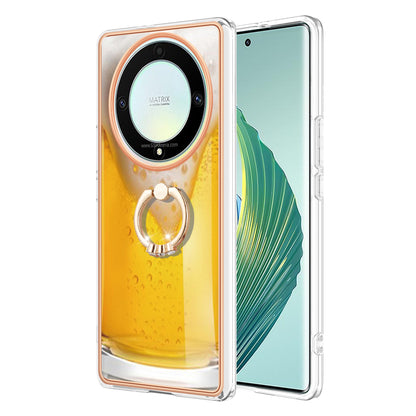 YB IMD Series-20 Style D Electroplate Case for Honor X9a 5G / Magic5 Lite 5G , Kickstand IMD 2.0mm Soft TPU Phone Cover