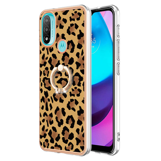 YB IMD Series-20 Style D Electroplated Anti-Scratch Phone Case for Motorola Moto E20 / E30 / E40 , IMD 2.0mm TPU Ring Kickstand Cover
