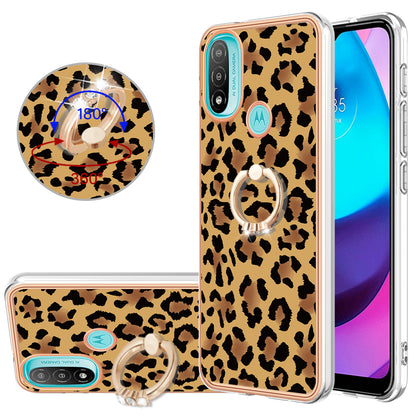 YB IMD Series-20 Style D Electroplated Anti-Scratch Phone Case for Motorola Moto E20 / E30 / E40 , IMD 2.0mm TPU Ring Kickstand Cover