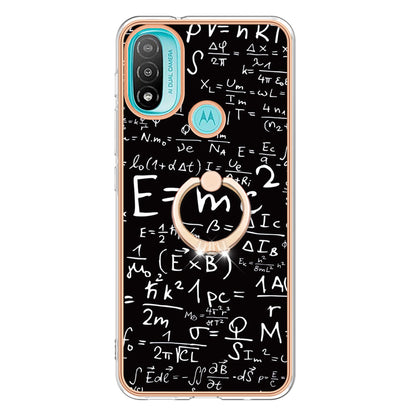 YB IMD Series-20 Style D Electroplated Anti-Scratch Phone Case for Motorola Moto E20 / E30 / E40 , IMD 2.0mm TPU Ring Kickstand Cover