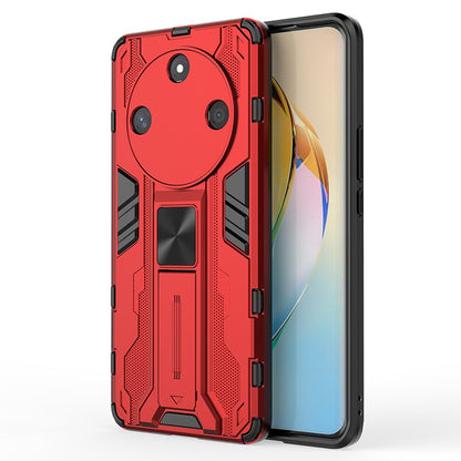 For Honor X50 Foldable Kickstand Phone Cover Hard PC + Soft TPU Anti-drop Protective Case
