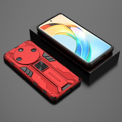 For Honor X50 Foldable Kickstand Phone Cover Hard PC + Soft TPU Anti-drop Protective Case