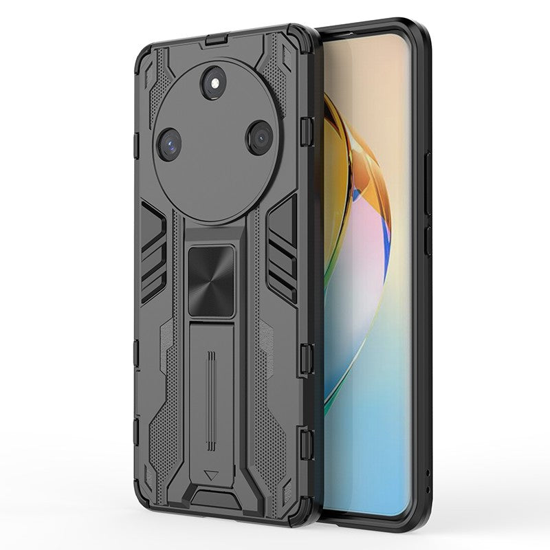 For Honor X50 Foldable Kickstand Phone Cover Hard PC + Soft TPU Anti-drop Protective Case