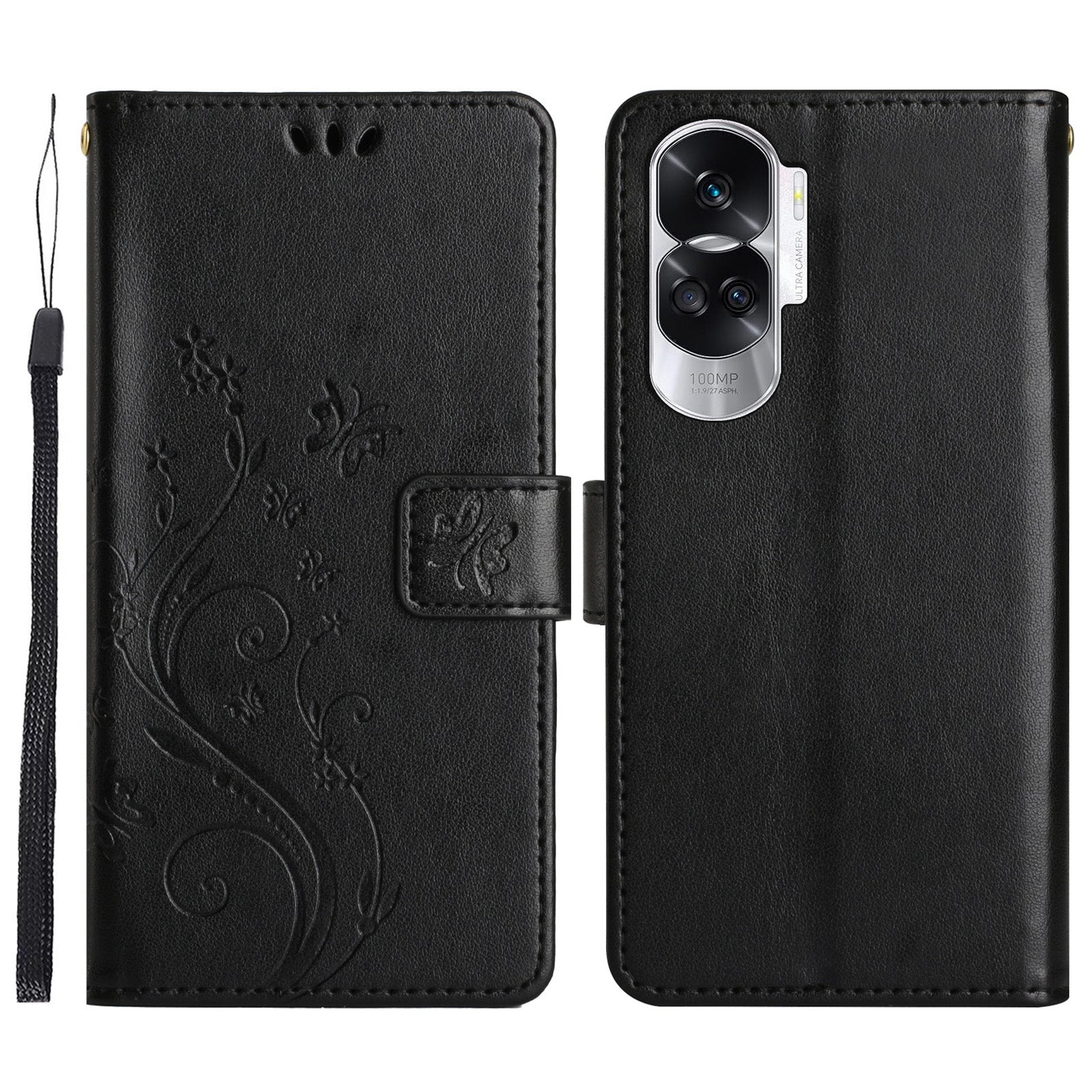 For Honor 90 Lite 5G / X50i 5G PU Leather Wallet Cover Butterfly Imprinted Stand Phone Case