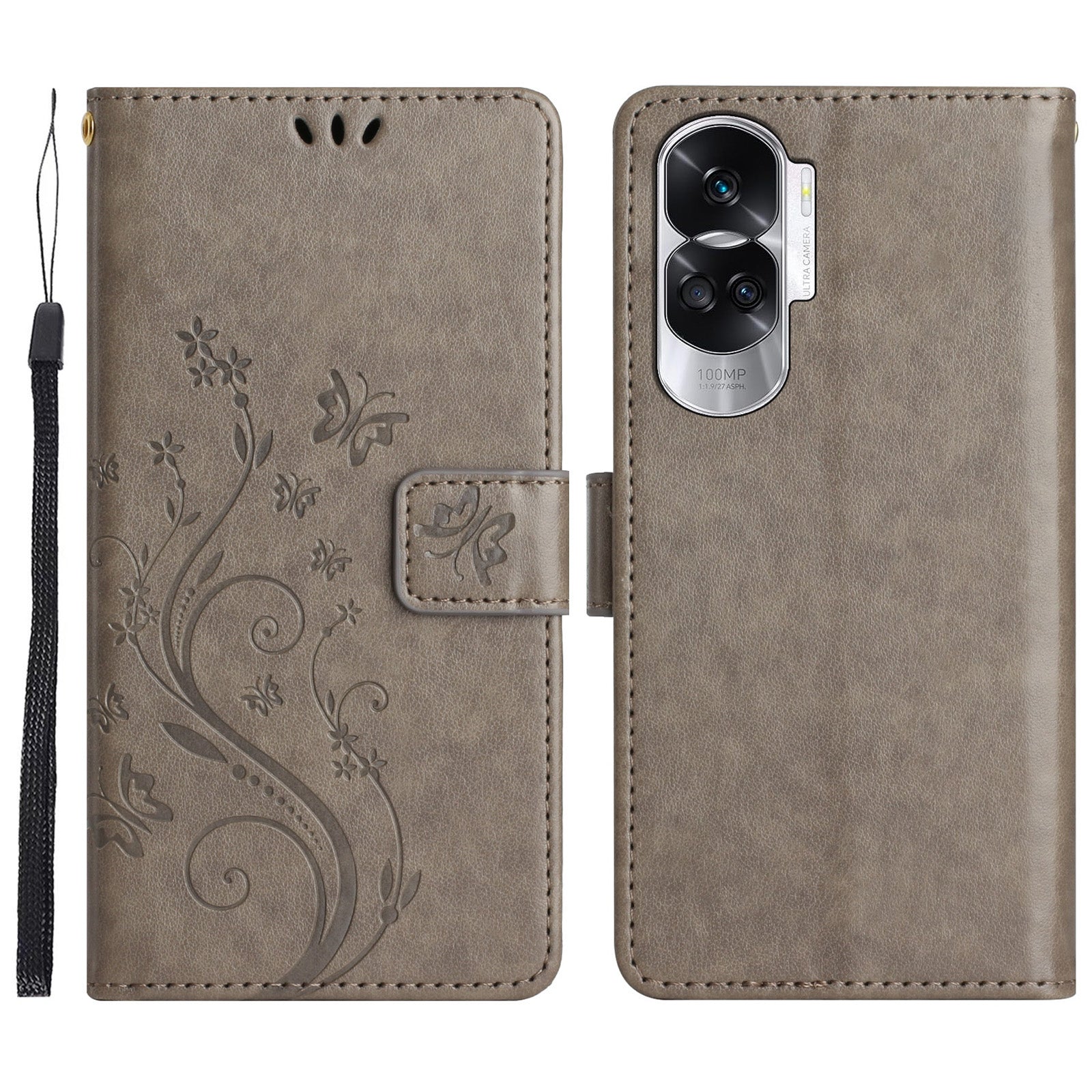 For Honor 90 Lite 5G / X50i 5G PU Leather Wallet Cover Butterfly Imprinted Stand Phone Case