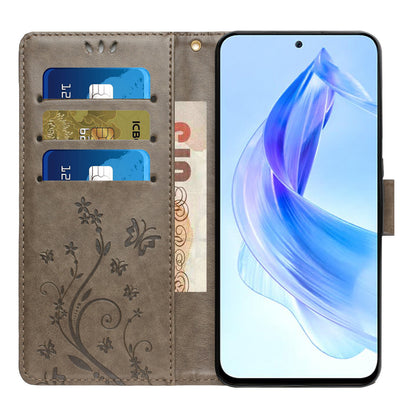 For Honor 90 Lite 5G / X50i 5G PU Leather Wallet Cover Butterfly Imprinted Stand Phone Case