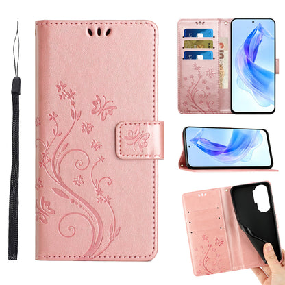 For Honor 90 Lite 5G / X50i 5G PU Leather Wallet Cover Butterfly Imprinted Stand Phone Case