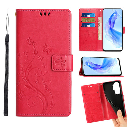 For Honor 90 Lite 5G / X50i 5G PU Leather Wallet Cover Butterfly Imprinted Stand Phone Case
