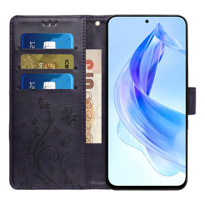 For Honor 90 Lite 5G / X50i 5G PU Leather Wallet Cover Butterfly Imprinted Stand Phone Case