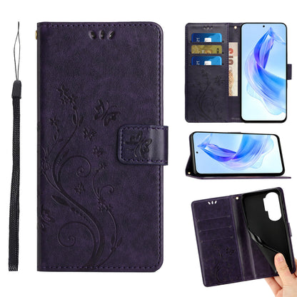 For Honor 90 Lite 5G / X50i 5G PU Leather Wallet Cover Butterfly Imprinted Stand Phone Case