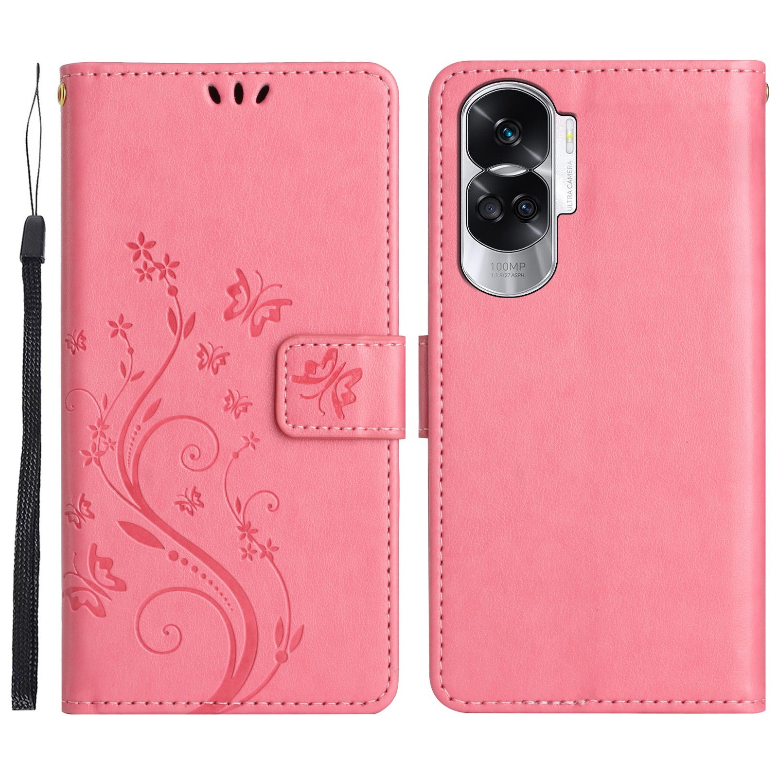 For Honor 90 Lite 5G / X50i 5G PU Leather Wallet Cover Butterfly Imprinted Stand Phone Case
