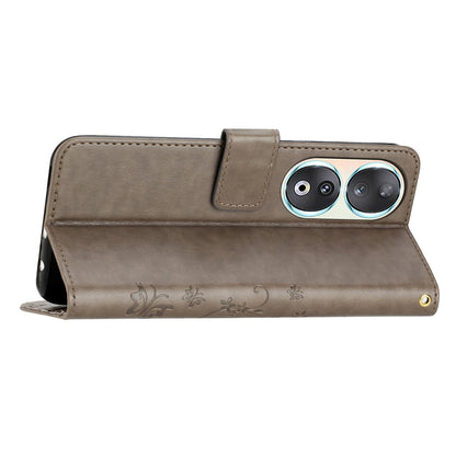 For Honor 90 PU Leather Wallet Cover Drop-proof Butterfly Imprinted Flip Stand Phone Case