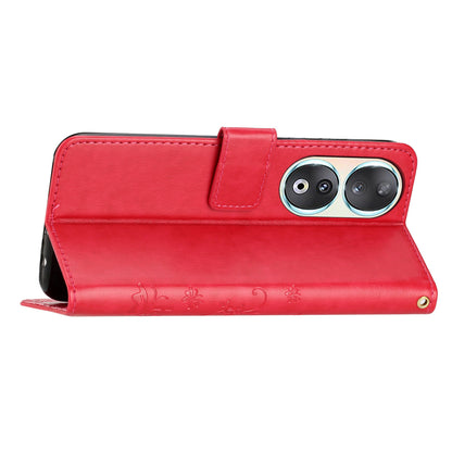 For Honor 90 PU Leather Wallet Cover Drop-proof Butterfly Imprinted Flip Stand Phone Case