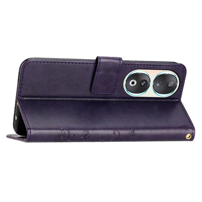 For Honor 90 PU Leather Wallet Cover Drop-proof Butterfly Imprinted Flip Stand Phone Case