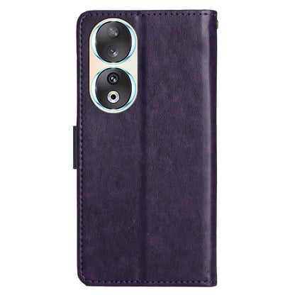 For Honor 90 PU Leather Wallet Cover Drop-proof Butterfly Imprinted Flip Stand Phone Case