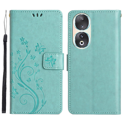 For Honor 90 PU Leather Wallet Cover Drop-proof Butterfly Imprinted Flip Stand Phone Case
