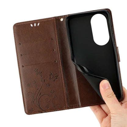 For Honor 90 PU Leather Wallet Cover Drop-proof Butterfly Imprinted Flip Stand Phone Case