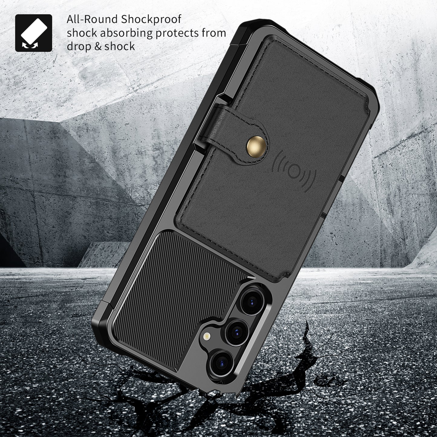 ZM03 For Samsung Galaxy S23 FE Card Holder Kickstand Phone Case PU Leather Coated TPU Back Cover