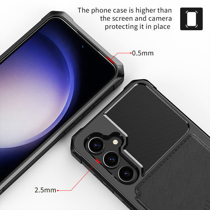 ZM03 For Samsung Galaxy S23 FE Card Holder Kickstand Phone Case PU Leather Coated TPU Back Cover