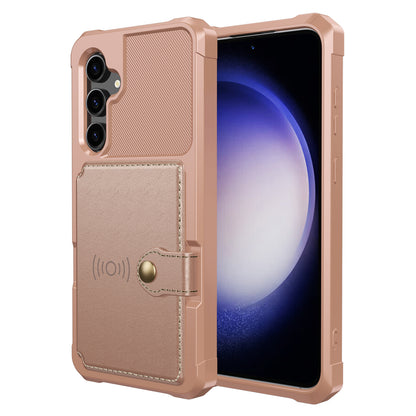 ZM03 For Samsung Galaxy S23 FE Card Holder Kickstand Phone Case PU Leather Coated TPU Back Cover