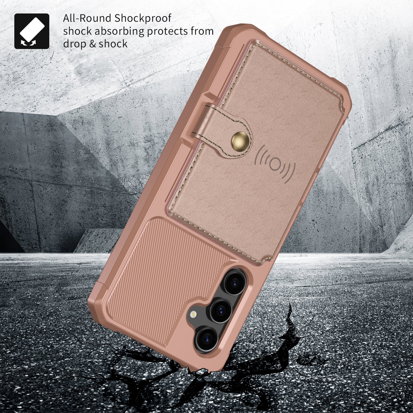 ZM03 For Samsung Galaxy S23 FE Card Holder Kickstand Phone Case PU Leather Coated TPU Back Cover