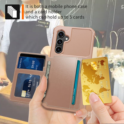 ZM03 For Samsung Galaxy S23 FE Card Holder Kickstand Phone Case PU Leather Coated TPU Back Cover