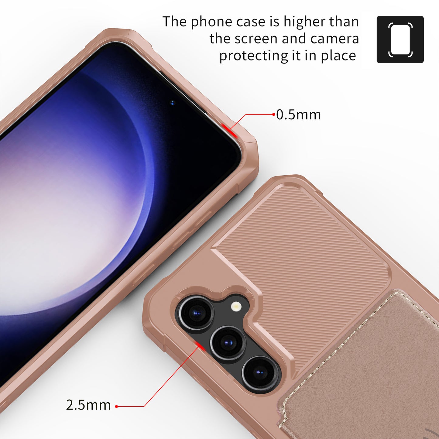 ZM03 For Samsung Galaxy S23 FE Card Holder Kickstand Phone Case PU Leather Coated TPU Back Cover