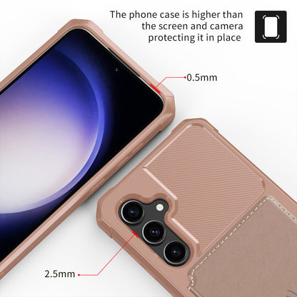 ZM03 For Samsung Galaxy S23 FE Card Holder Kickstand Phone Case PU Leather Coated TPU Back Cover