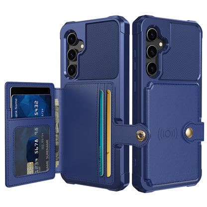 ZM03 For Samsung Galaxy S23 FE Card Holder Kickstand Phone Case PU Leather Coated TPU Back Cover