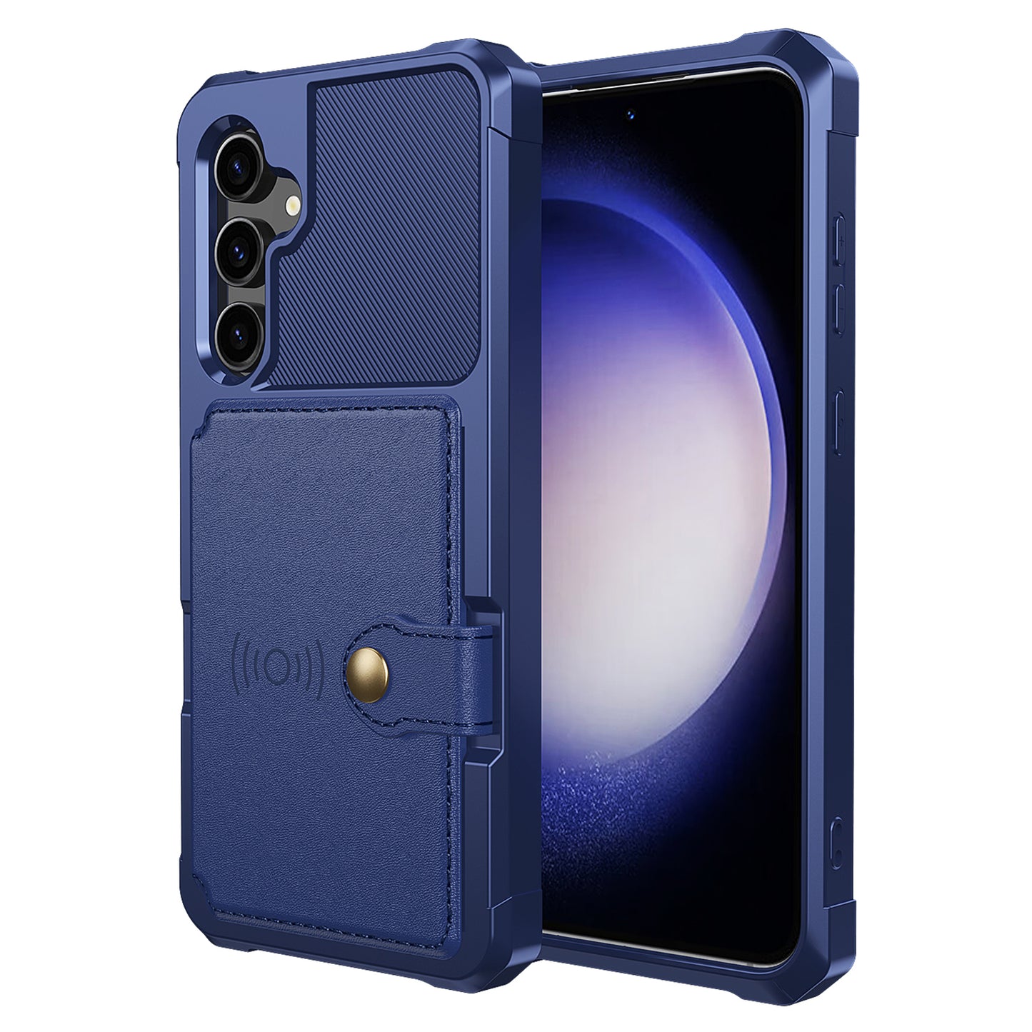 ZM03 For Samsung Galaxy S23 FE Card Holder Kickstand Phone Case PU Leather Coated TPU Back Cover